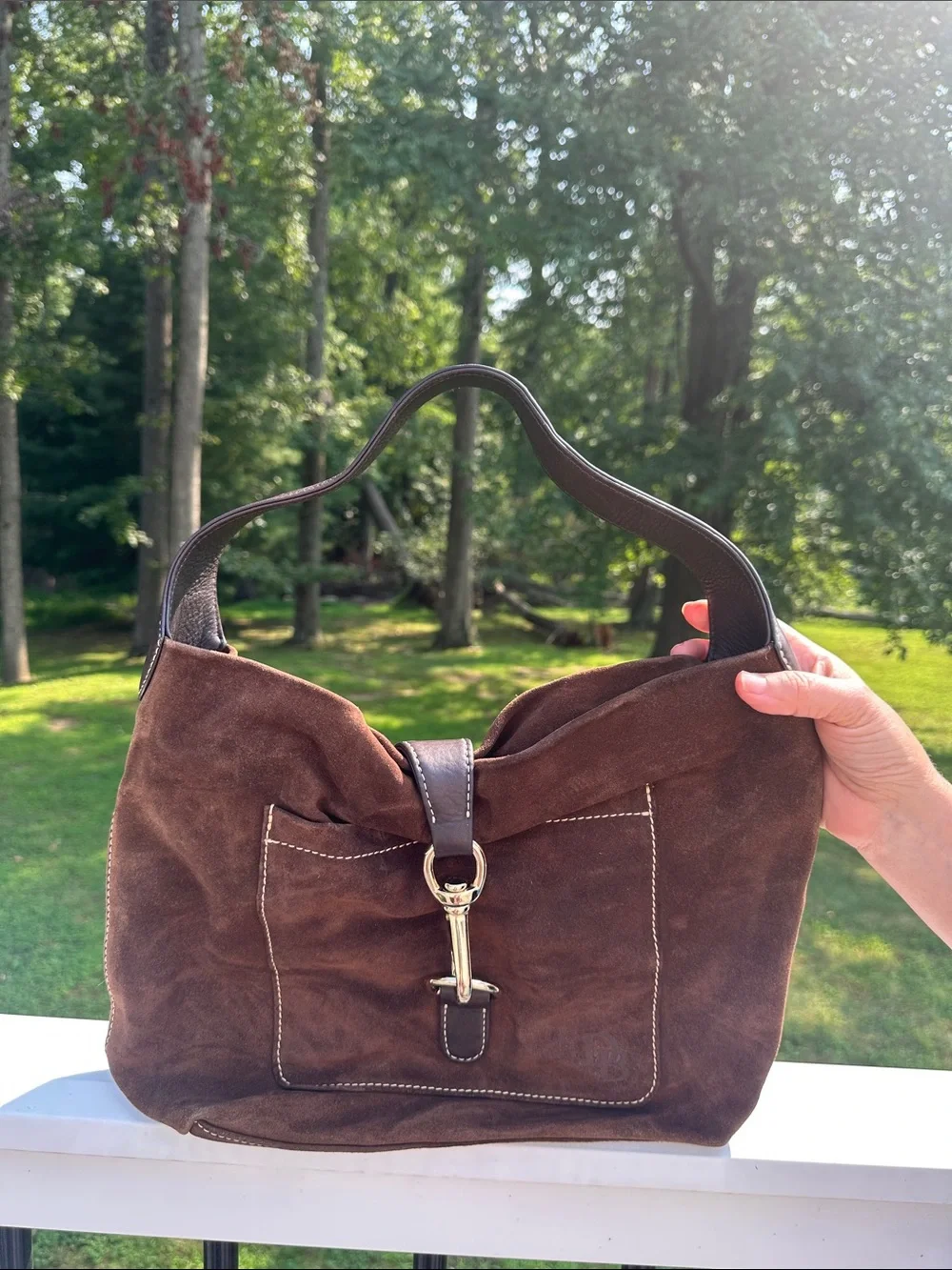 Dooney and Bourke Brown Cognac Suede Hobo